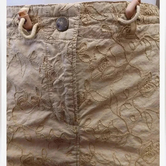 Woolrich Vintage Tan Floral  Adjustable Mid Length Cargo Skirt Size 12 - Picture 7 of 7